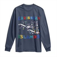Caribbean Islands Long Sleeve Shirt Caribbean Sea Tour Map Flag - Wonder Print Shop
