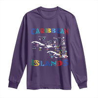 Caribbean Islands Long Sleeve Shirt Caribbean Sea Tour Map Flag - Wonder Print Shop