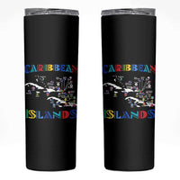 Caribbean Islands Skinny Tumbler Caribbean Sea Tour Map Flag - Wonder Print Shop
