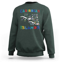 Caribbean Islands Sweatshirt Caribbean Sea Tour Map Flag - Wonder Print Shop