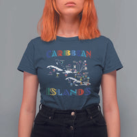 Caribbean Islands T Shirt For Women Caribbean Sea Tour Map Flag - Wonder Print Shop
