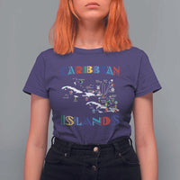 Caribbean Islands T Shirt For Women Caribbean Sea Tour Map Flag - Wonder Print Shop