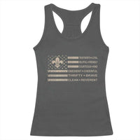 Funny Scout Leader Camping USA American Flag Racerback Tank Top
