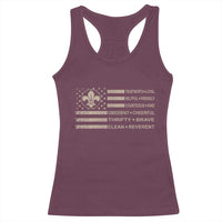 Funny Scout Leader Camping USA American Flag Racerback Tank Top