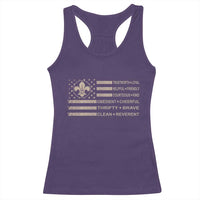 Funny Scout Leader Camping USA American Flag Racerback Tank Top