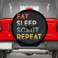 Funny Eat Sleep Scout Repeat Spare Tire Cover Scouting Outdoor Camping Nature Campfire