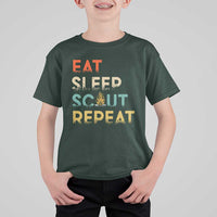 Funny Eat Sleep Scout Repeat T Shirt For Kid Scouting Outdoor Camping Nature Campfire