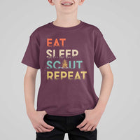 Funny Eat Sleep Scout Repeat T Shirt For Kid Scouting Outdoor Camping Nature Campfire