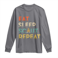 Funny Eat Sleep Scout Repeat Long Sleeve Shirt Scouting Outdoor Camping Nature Campfire