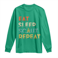 Funny Eat Sleep Scout Repeat Long Sleeve Shirt Scouting Outdoor Camping Nature Campfire