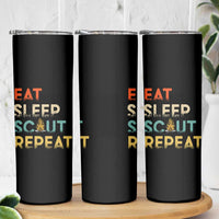 Funny Eat Sleep Scout Repeat Skinny Tumbler Scouting Outdoor Camping Nature Campfire