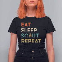 Funny Eat Sleep Scout Repeat T Shirt For Women Scouting Outdoor Camping Nature Campfire