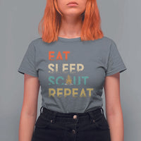 Funny Eat Sleep Scout Repeat T Shirt For Women Scouting Outdoor Camping Nature Campfire
