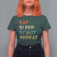 Funny Eat Sleep Scout Repeat T Shirt For Women Scouting Outdoor Camping Nature Campfire