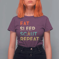 Funny Eat Sleep Scout Repeat T Shirt For Women Scouting Outdoor Camping Nature Campfire
