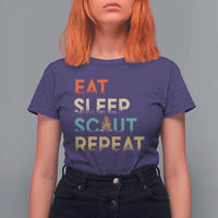 Funny Eat Sleep Scout Repeat T Shirt For Women Scouting Outdoor Camping Nature Campfire
