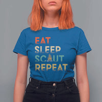 Funny Eat Sleep Scout Repeat T Shirt For Women Scouting Outdoor Camping Nature Campfire
