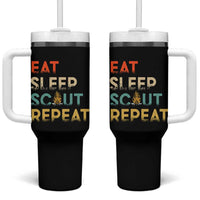 Funny Eat Sleep Scout Repeat Tumbler With Handle Scouting Outdoor Camping Nature Campfire