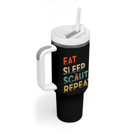 Funny Eat Sleep Scout Repeat Tumbler With Handle Scouting Outdoor Camping Nature Campfire