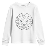 Funny Eat Sleep Scout Repeat Youth Sweatshirt Scouting Outdoor Camping Nature