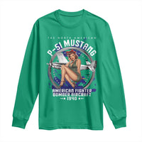 The North American P 51 Mustang American Fighter Bomber Aircraft Long Sleeve Shirt WW2 Aircraft Pin Up Girl