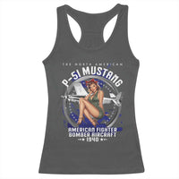 The North American P 51 Mustang American Fighter Bomber Aircraft Racerback Tank Top WW2 Aircraft Pin Up Girl