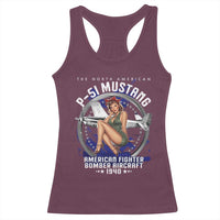 The North American P 51 Mustang American Fighter Bomber Aircraft Racerback Tank Top WW2 Aircraft Pin Up Girl