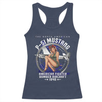 The North American P 51 Mustang American Fighter Bomber Aircraft Racerback Tank Top WW2 Aircraft Pin Up Girl