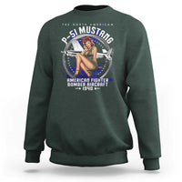 The North American P 51 Mustang American Fighter Bomber Aircraft Sweatshirt WW2 Aircraft Pin Up Girl