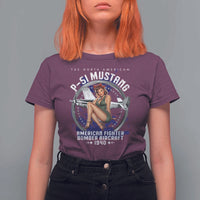 The North American P 51 Mustang American Fighter Bomber Aircraft T Shirt For Women WW2 Aircraft Pin Up Girl