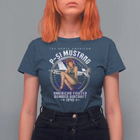 The North American P 51 Mustang American Fighter Bomber Aircraft T Shirt For Women WW2 Aircraft Pin Up Girl