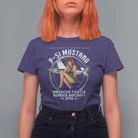 The North American P 51 Mustang American Fighter Bomber Aircraft T Shirt For Women WW2 Aircraft Pin Up Girl