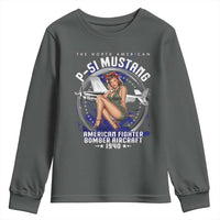 The North American P 51 Mustang American Fighter Bomber Aircraft Youth Sweatshirt WW2 Aircraft Pin Up Girl