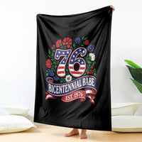Bicentennial Babe 50th Birthday Throw Blanket Vintage 1976 Retro USA Floral