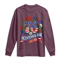 Bicentennial Babe 50th Birthday Long Sleeve Shirt Vintage 1976 Retro USA Floral