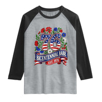 Bicentennial Babe 50th Birthday Raglan Shirt Vintage 1976 Retro USA Floral