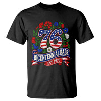 Bicentennial Babe 50th Birthday T Shirt Vintage 1976 Retro USA Floral