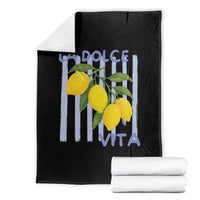 La Dolce Vita Lemon Italian Summer Throw Blanket Blue Striped