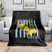 La Dolce Vita Lemon Italian Summer Throw Blanket Blue Striped