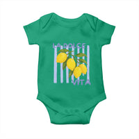 La Dolce Vita Lemon Italian Summer Baby Onesie Blue Striped