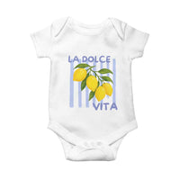 La Dolce Vita Lemon Italian Summer Baby Onesie Blue Striped