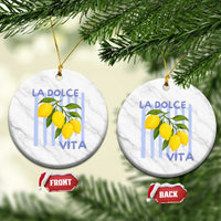 La Dolce Vita Lemon Italian Summer Ceramic Ornament Blue Striped