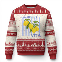 La Dolce Vita Lemon Italian Summer Ugly Christmas Sweater Blue Striped