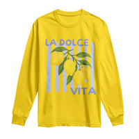 La Dolce Vita Lemon Italian Summer Long Sleeve Shirt Blue Striped