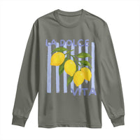 La Dolce Vita Lemon Italian Summer Long Sleeve Shirt Blue Striped