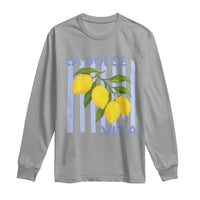 La Dolce Vita Lemon Italian Summer Long Sleeve Shirt Blue Striped