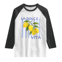 La Dolce Vita Lemon Italian Summer Raglan Shirt Blue Striped
