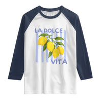 La Dolce Vita Lemon Italian Summer Raglan Shirt Blue Striped
