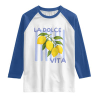 La Dolce Vita Lemon Italian Summer Raglan Shirt Blue Striped
