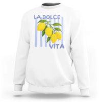 La Dolce Vita Lemon Italian Summer Sweatshirt Blue Striped